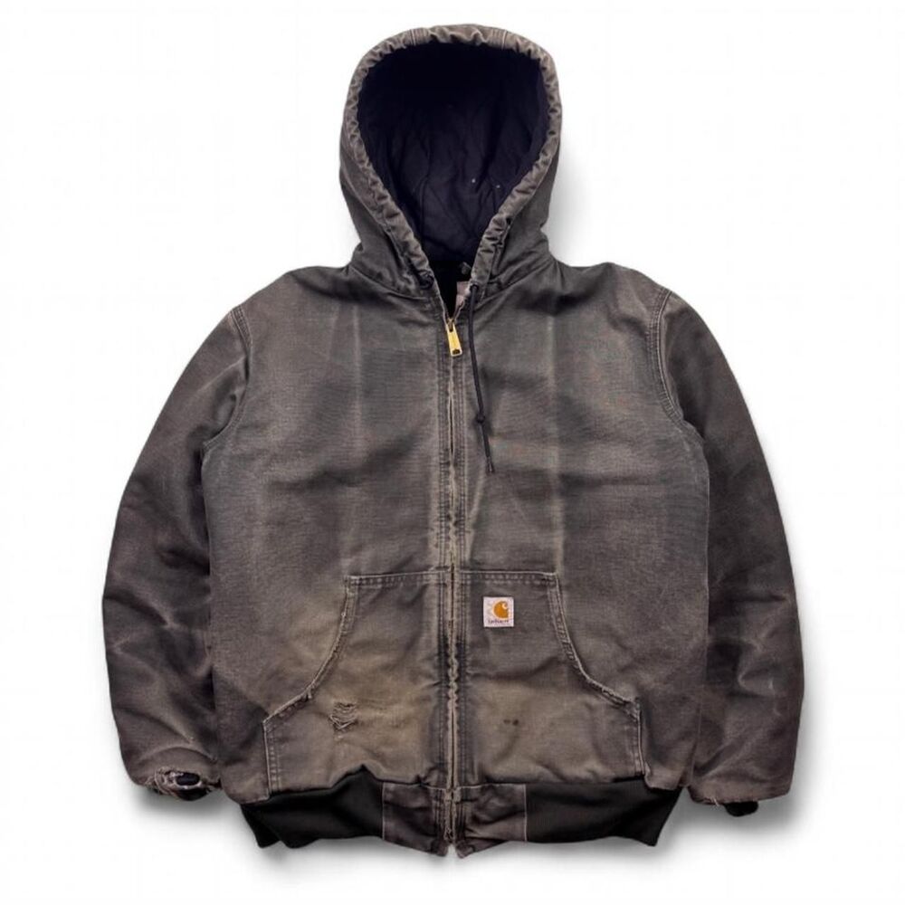 Vintage Women’s Carhartt WJ130 Faded Moss Green Hooded Active Jacket Size M